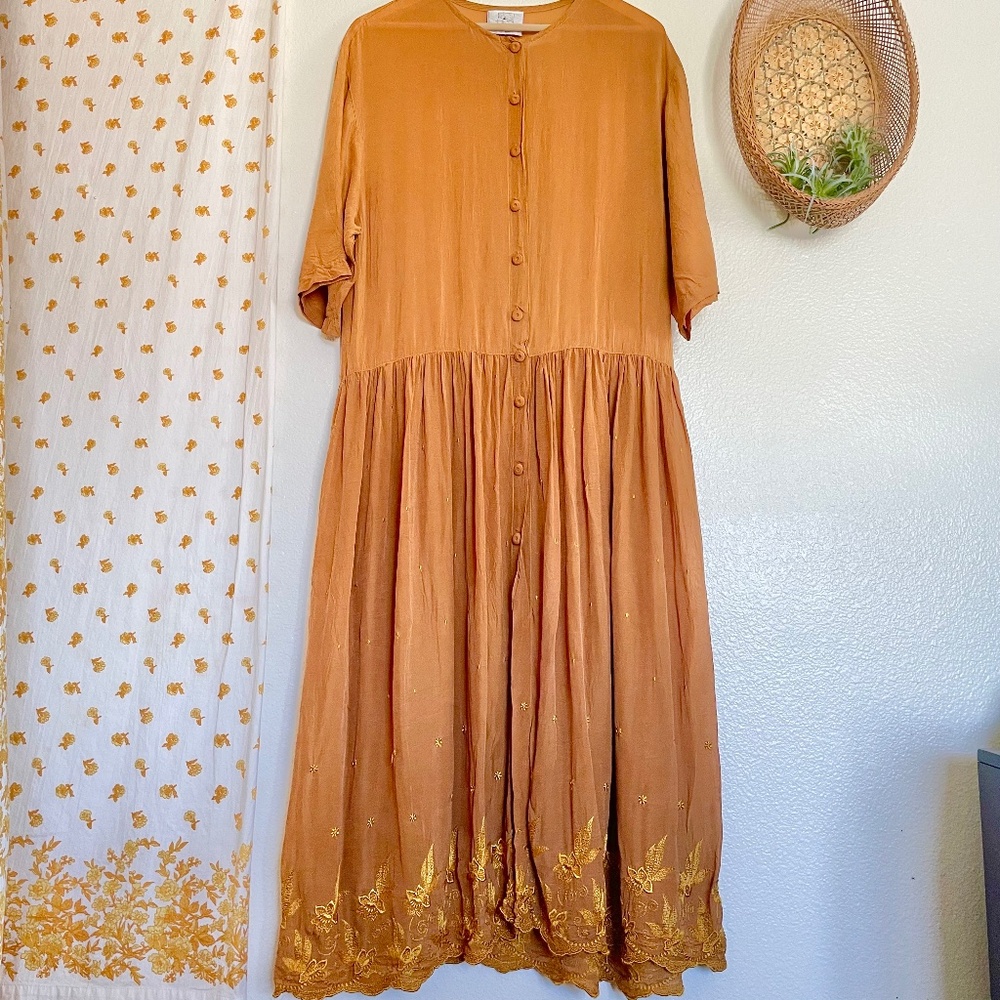 Storia Button Down Checkered Maxi Dress